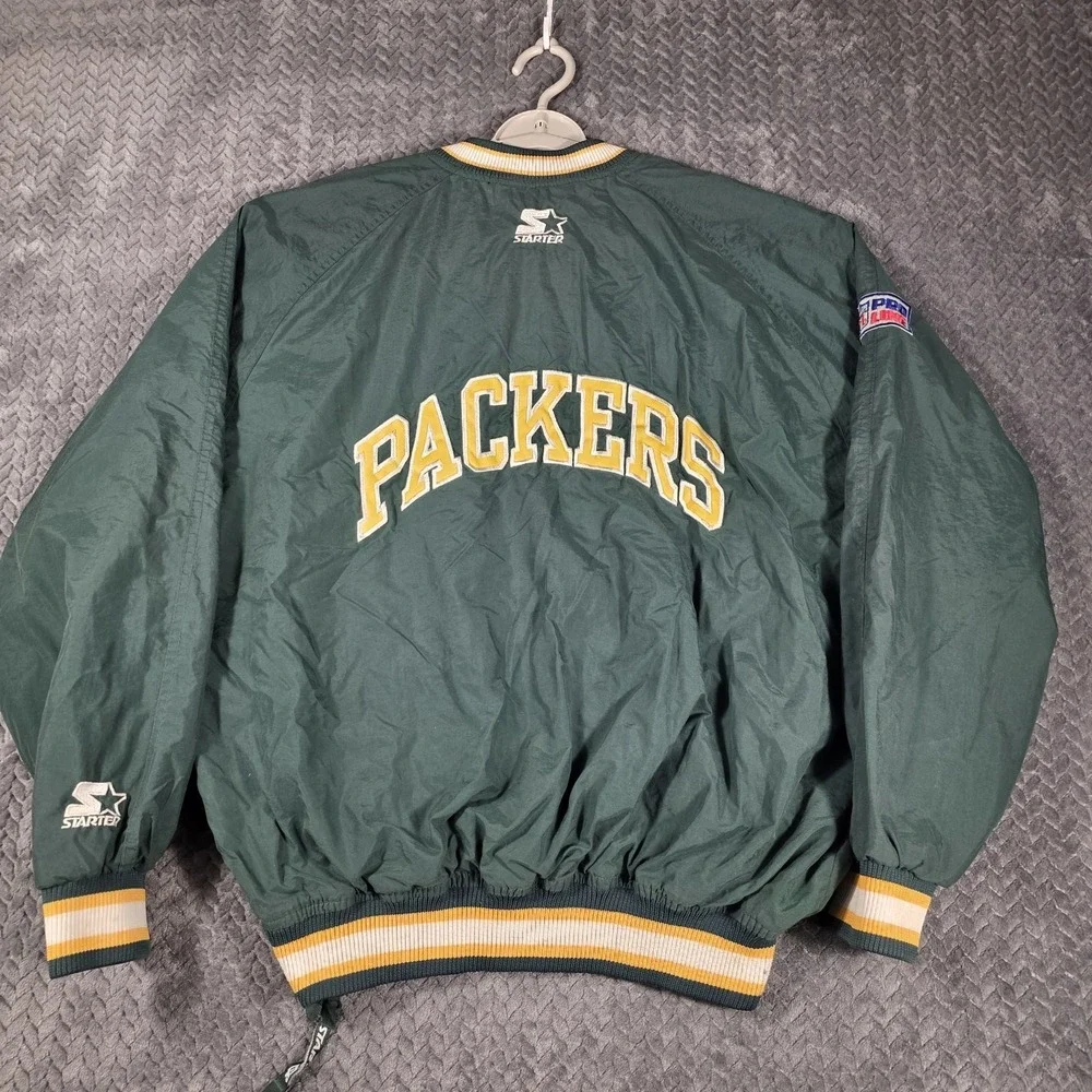 Vintage Starter Green Bay Packers Pullover Jacket Mens Medium Green Pro Line